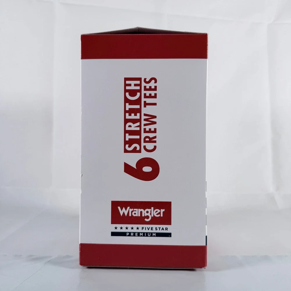 Wrangler Five Star Premium Men Cotton Stretch Crew‎ Tees White 6 Pack Small New
